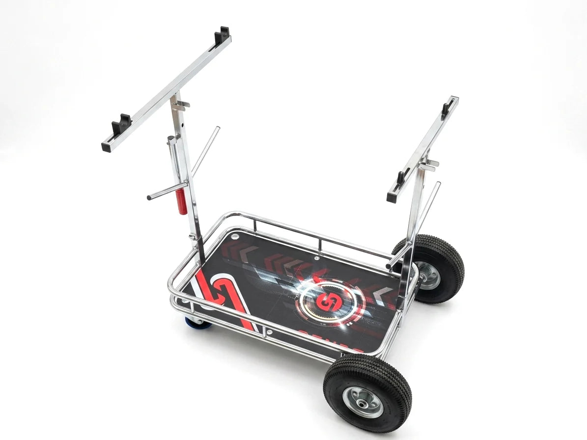 SENZO CHROME 4 WHEEL KART TROLLEY WITH TYRE POSTS