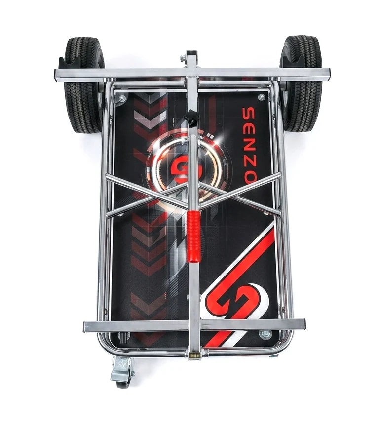 SENZO CHROME 4 WHEEL KART TROLLEY WITH TYRE POSTS